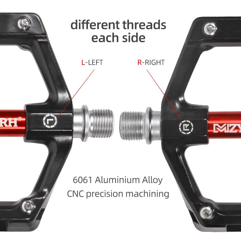 Pedali per Bicicletta Riflettenti in Alluminio/Nylon con Cuscinetti sigillati, per Bici da Strada, BMX, MTB, Antiscivolo e Impermeabili (Colore: MZ-928 Rosso)