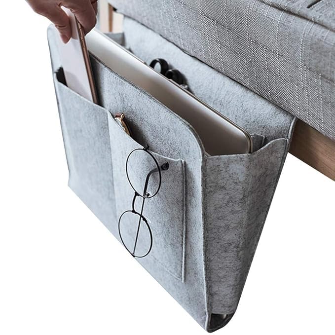 CLICKSWIFT Bedside Essentials Pocket Hanging Storage Organizer Under Mattress Holder Bag For Magazine, IPad, Tablet, Remotes Laptop, Glasses, Mobile Phone, Book 1 Pcs Multicolor-image-33
