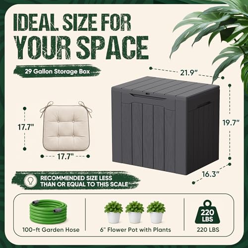 Image of Devoko 29 Gallon Deck Box, Waterproof Resin Outdoor Storage Box