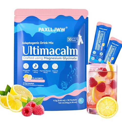 Ultimacalm Super Cortisol Drink Powdered,Magnesium Glycinate Powder, Raspberry Lemonade,Sugar-Free,Natural Calming Drink with Ashwagandha & L-Theanine, Vitamin D,for Sleep Support (1)
