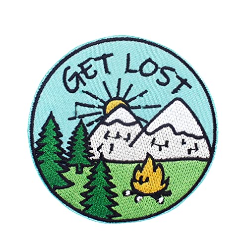 Get Lost In Nature Embroidered Sew On/ Iron-On Embroidered Patch Outdoors Nature Iron On Patches Mountain Tree Nature Appliques Patch Badges For Jeans Jackets Backpacks And Clothes #TOP3