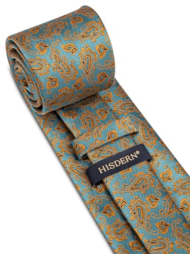 Image of HISDERN Ties for Men Paisley Tie and Pocket Square Woven Classic Floral Mens Ties Handkerchief Set Wedding Party Necktie