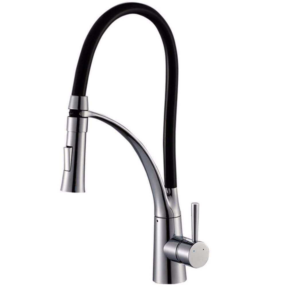 Robinet de cuisine noir type pull-pull pour laver les légumes et préparer les repas