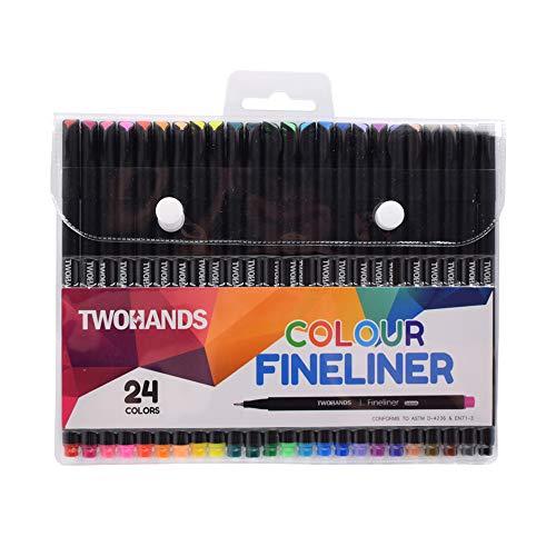 TWOHANDS Note Taking Pens,Fine Point,Journal Planner Pens,Planner Pens,Bullet Journaling Pens,Fine Tip Markers for Writing Coloring Drawing, Office School Teacher Student Pen,24 Colors