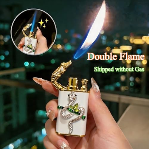 Encendedor Dual Flame para Mujeres, Serpiente 3D Plateada miniatura 3