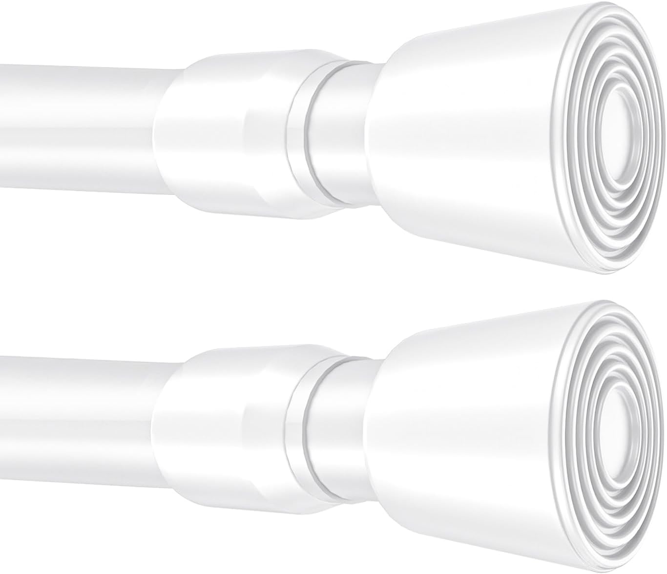 2 Pack 53"-98" No Splicing Shower Curtain Tension Rods, Spring Telescopic Rod, Heavy Duty, No Bending, No Drilling Adjustable Rod for for Windows, Bedroom, Doorway Door, Closet, White