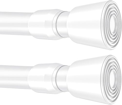 Miniatura 1 de Juego de 2 barras de cortina de ducha de 41 a 75 pulgadas, resistentes al óxido, ajustables, para baño o puertas, color blanco