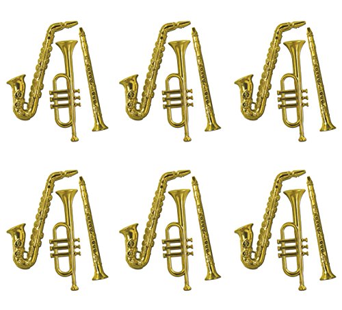 Beistle S55879-Gdaz6 Plastic Musical Instruments 18 Piece, 17"-21", Gold