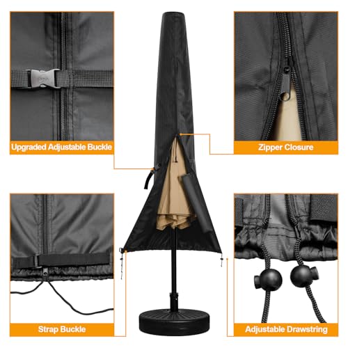 image for Kipiea Patio Umbrella Covers for 7-10' Market Umbrella, Upgraded 600D 