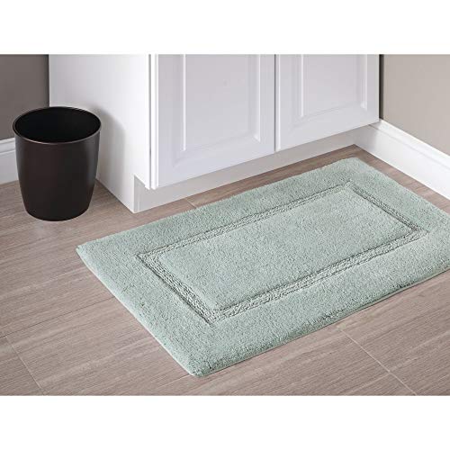 iDesign Spa Bathroom Mat, Rectangle-Shaped Small Rug Made of Cotton, Sage Green, 53.3 cm x 86.4 cm