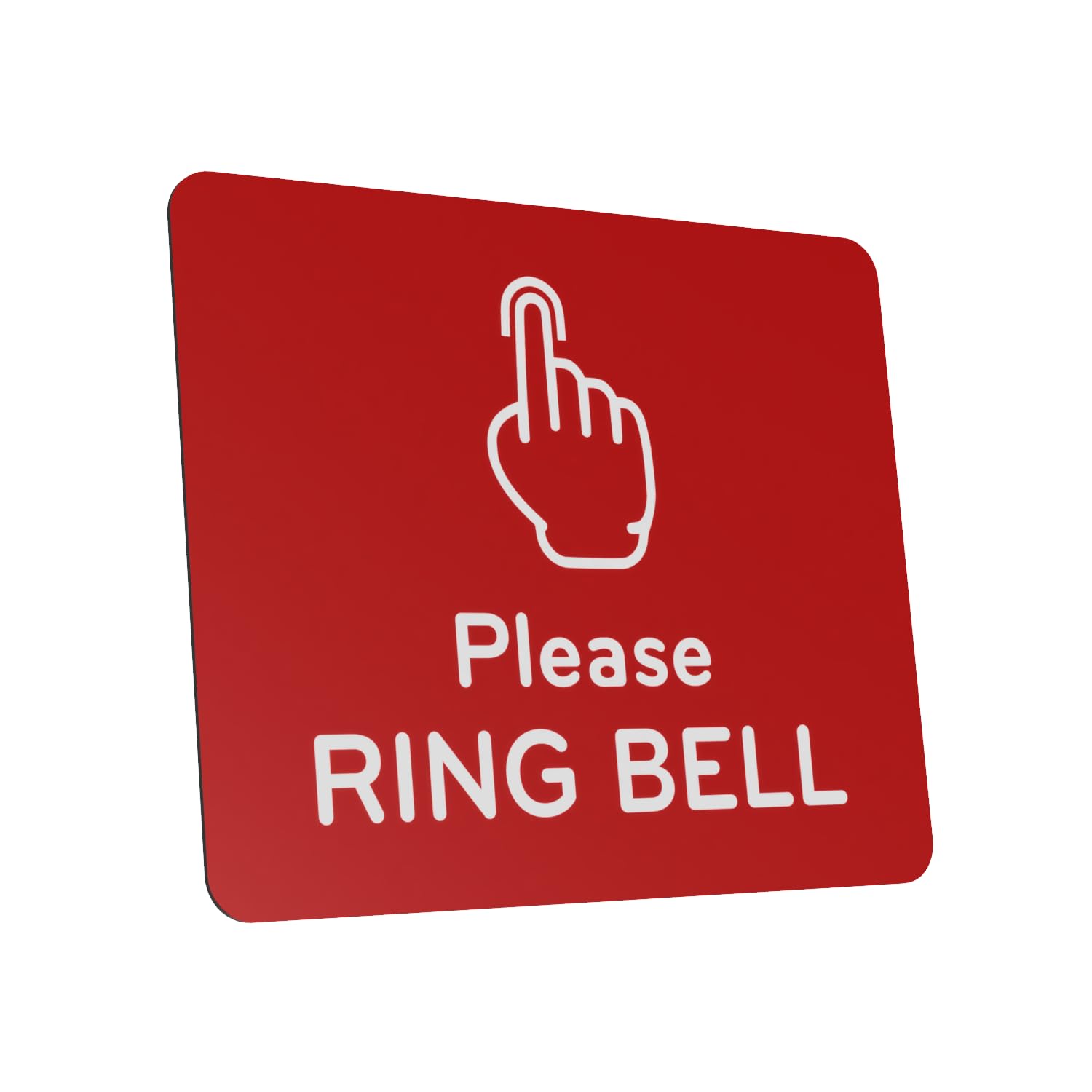Please Ring Bell Sign Adhesive Sticker Notice, RED Engraved with Universal Icon Symbol and Text (Size 4.7" x 3.9") (Red)