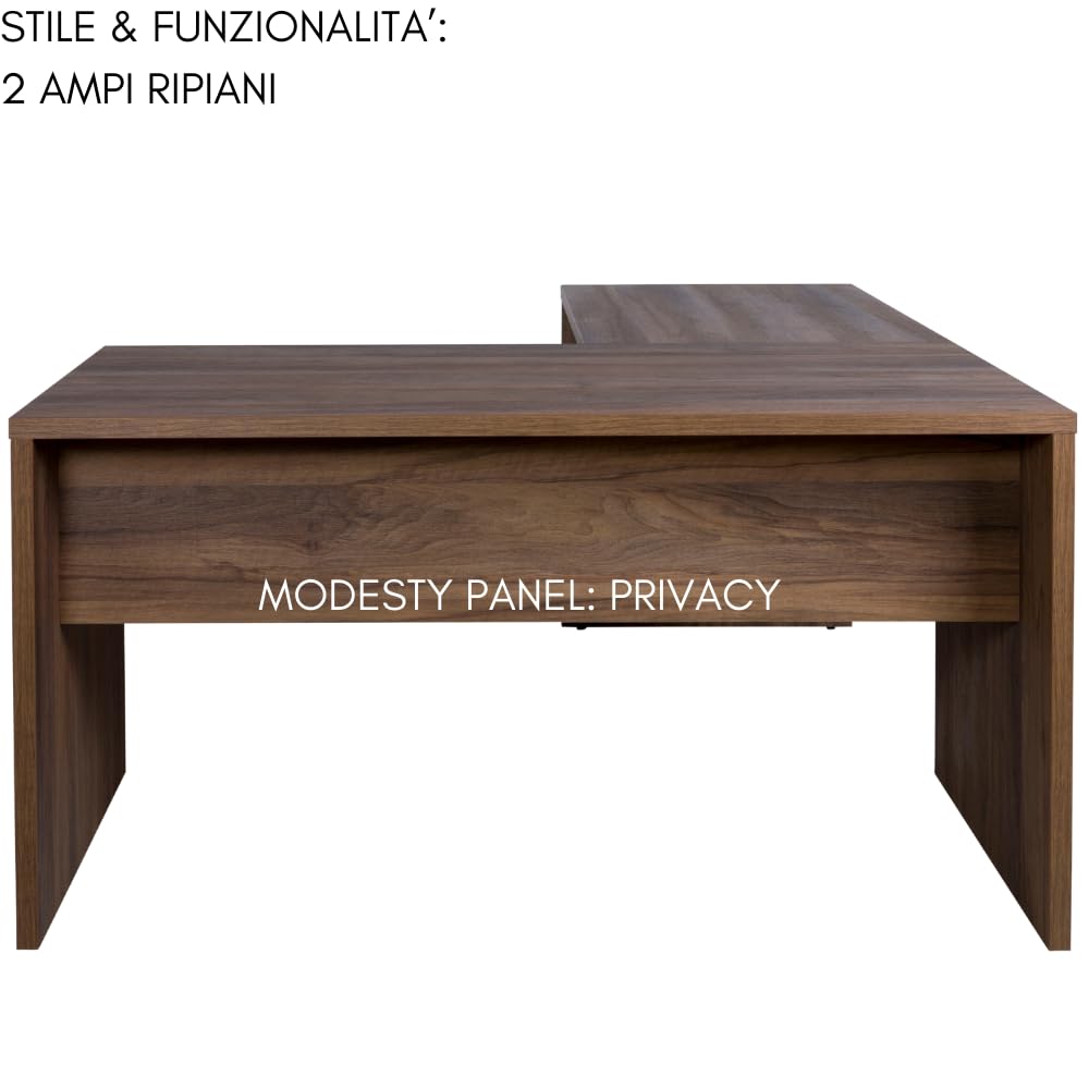 ZIK Scrivania Angolare Moderna per Ufficio Salvaspazio, Tavolo Pc in Legno, Ampio Ripiano Porta Computer, Made in Italy, per Casa o Studio, Design Moderno (160/178x68x74)