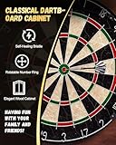 Yirinatek Sisal Dart Board Cabinet Sets, Professional Dart Boards Set [6*Steel Darts] - Wooden Dartboard Cabinet with Integrated Scoreboard for Family Game Rooms - Coffee - Image 4