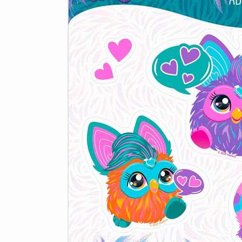 Image of Hasbro Furby Adhesive Vinyl Decals - Fun Set of Furby Stickers for Laptop or Water Bottle, 1 Pack (5 Count)