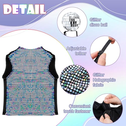Disfraz de perro con lentejuelas holográficas multicolor talla S miniatura 3