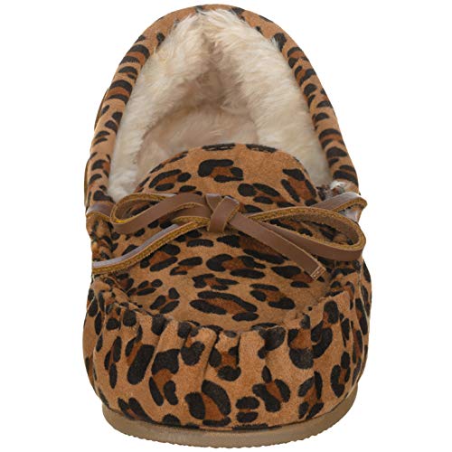 Illude Women’s Moccasin Slipper Vegan Suede Faux Fur Lined Indoor Outdoor Moccasins Slip On Loafers Moccasins (6, Leopard) #TOP2