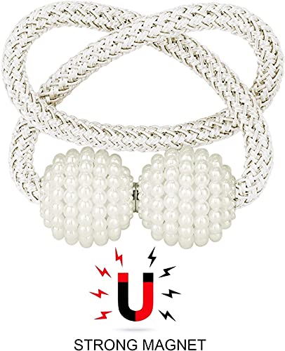 Magnetic Curtain Tiebacks, Window Drapes Tie Backs Holders For Home Bedroom Office Decorative European Style Curtain Holdbacks (3 Pair, White) #TOP3