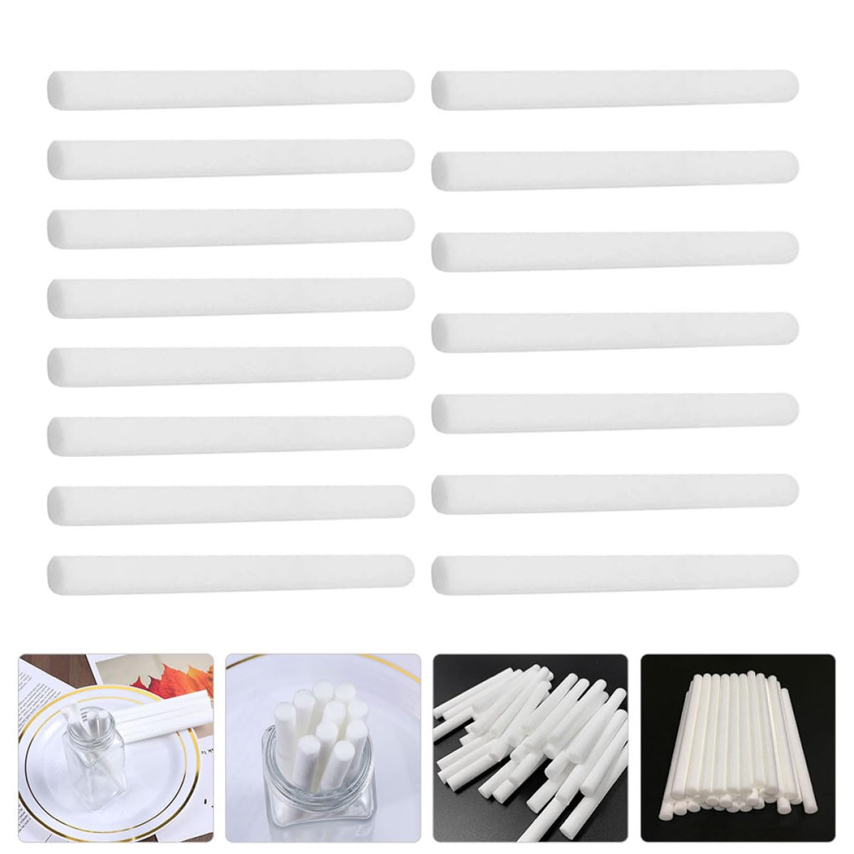 VICASKY 15 Bâtonnets Diffuseurs D'arômes en Coton Absorbant, Volatils Remplaçables, Compatibles Parfums et Solvants Aqueux, pour Diffuseur de Parfum D'ambiance Maison et Bureau