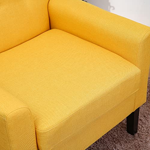 Ochangqi Linen Fabric Accent Chair, Mid Century Modern Button Tufted Armchair For Living Room, Bedroom Button Tufted Upholstered Comfy Reading Accent Chairs Sofa (Yellow) #TOP4