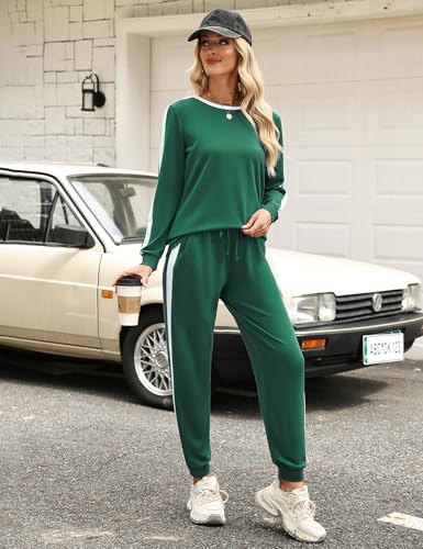 Image of Marvmys Women Long Sleeve Tracksuits Fashion 2 Piece Lounge Set Travel Outfits Jogger Set