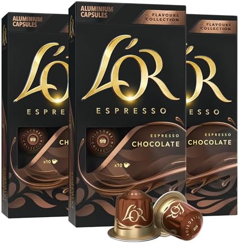 L'OR Espresso Capsules, 30 Count Chocolate, Single-Serve Aluminum Coffee Capsules Compatible with the L'OR BARISTA System & *Nespresso Original Machines
