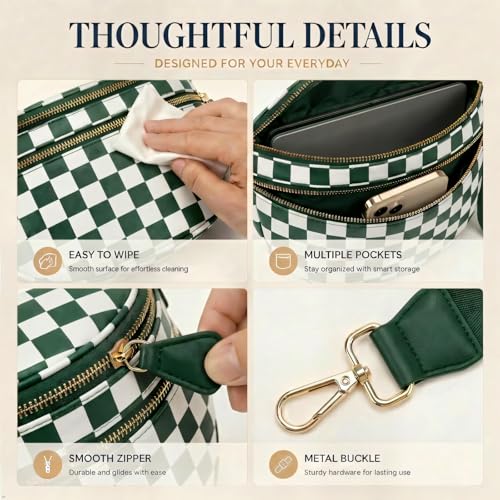 Image of Womens Crossbody Bag, Spacious Nylon Bum Bag Trendy Shoulder Purse with Adjustable Strap Zipped Travel Essentials