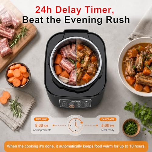 Image of Fullwill Electric Pressure Cooker Lite 3 Quarts,7 in1,Slow Cooker, Rice Cooker,Steamer, Saute, Warmer, Olla de Presion Nonstick Pot