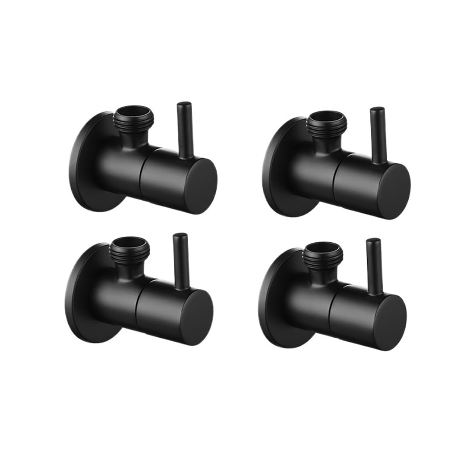 Bnjlsdatwr Black 4 Pieces Valve， Matte Black Angle Valve Faucet Water Inlet Fittings And Stop Round Connecting Bathroom And Kitchen Accessories(Black 1 Piece)(Black 4 Pieces)
