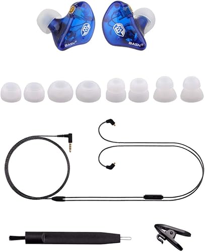 Miniatura 7 de BASN - Auriculares intrauditivos de alta definición para músicos con auriculares MMCX desmontables controladores dinámicos duales y aislamiento de