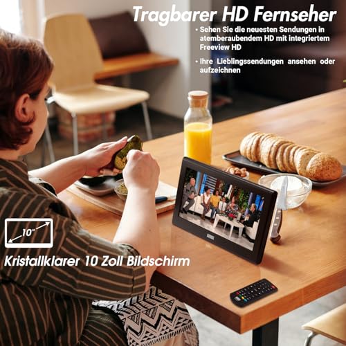 Tragbarer Fernseher August DA100D 10 Zoll HD TV mit DVB-T2