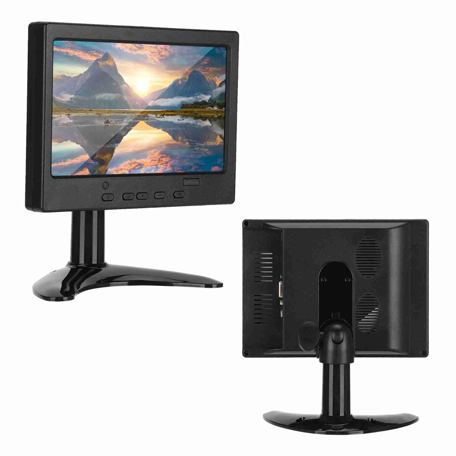 Lazmin112 Écran 7 Pouces, Moniteur d'affichage Multifonction 1024x600 16: 9, Prise en de l'entrée AV + HDMI + VGA, Convient pour, écran de Voiture, CCTV(Prise EU)