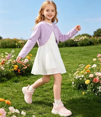 Image of 2Pcs Girls' Knit Toddler Cardigan Cotton Soft Button Closure Bolero Shrug Shawl Shirt Sweater