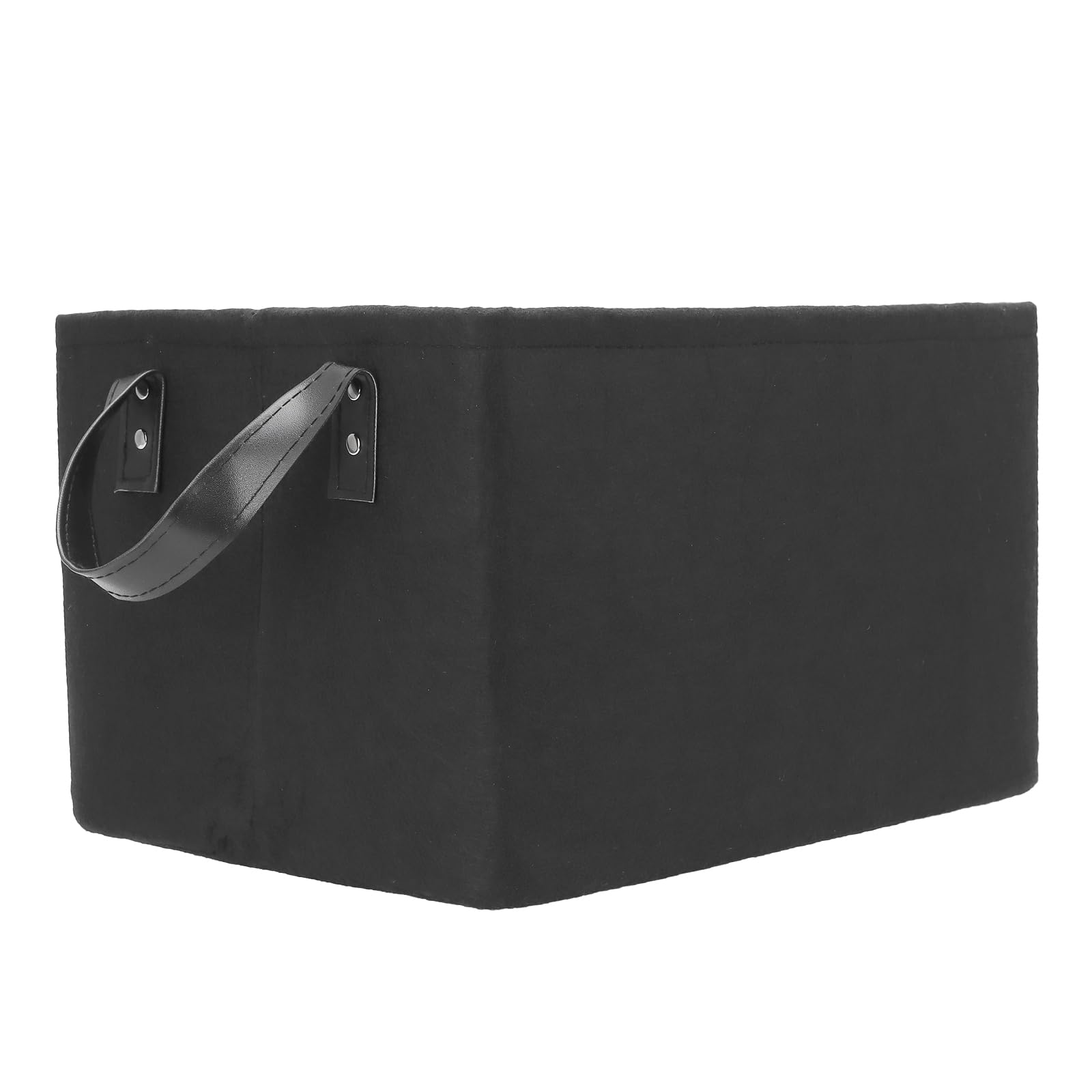 Lot de 3 paniers de rangement pliables en feutre avec deux poignées, panier de rangement pour vêtements, magazines, journaux - Noir