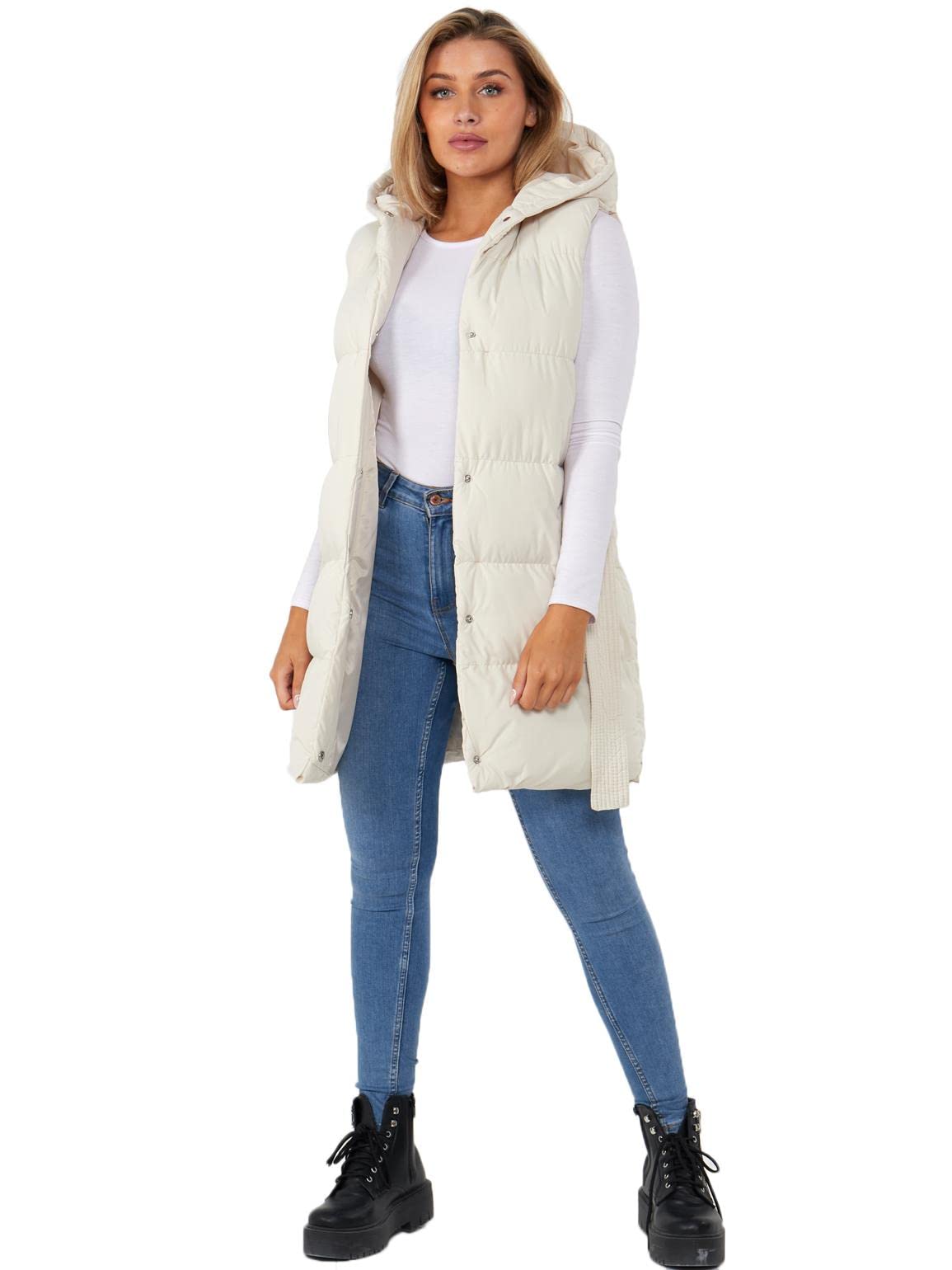 SS7 Womens Puffer Gilet Bodywarmer Jacket Cream