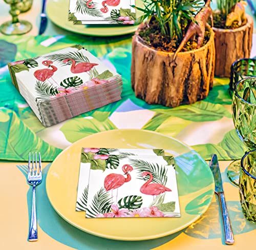 100 Pink Flamingo Cocktail Beverage Napkins Disposable Paper Tropical Flamingos Hawaiian Luau Beach Dessert Napkin For Summer Pool Nautical Wedding Bridal & Baby Shower Birthday Party Supplies Decor #TOP5