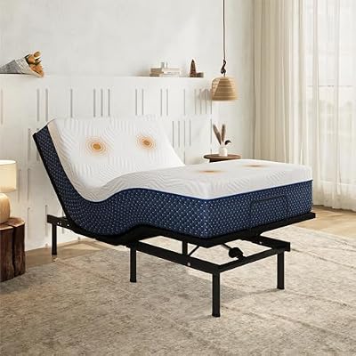 Emerspring Twin XL Adjustable Bed Frame + 12 Inch Gel Memory Foam Mattress,Wireless Remote and Massage & Head and Foot Incline,CertiPUR-US Certified & Fiberglass Free,Zero Gravity