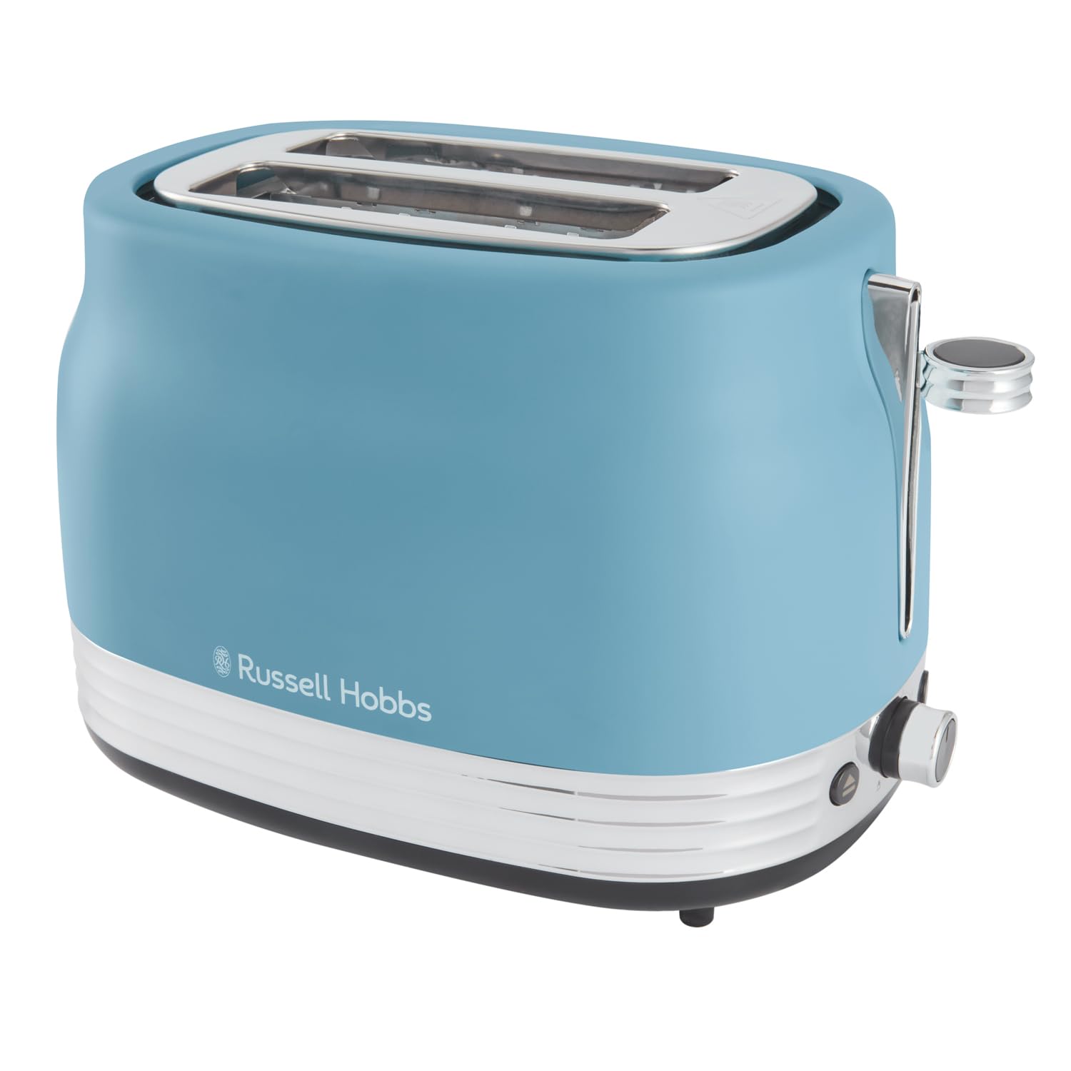 Russell Hobbs Toaster 2 Slice, Hanley Retro, 6 Browning Levels, Wide Slots, Stylish Matte finish With Chrome Accents, Removable Crumb Tray for Easy Cleaning, 930W, Blue/Cream (Matte Blue)
