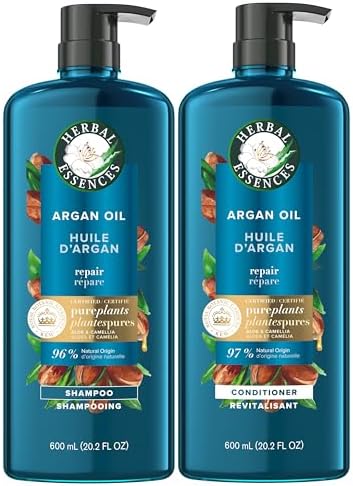 Herbal Essences, Argan Oil Paraben Free Shampoo and Conditioner, Dual Pack, Hair Repair, with Certified Camellia Oil and Aloe Vera, For All Hair Types, Especially Damaged Hair, 600 mL Each