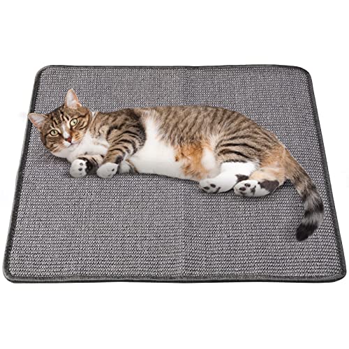 PETTOM Tapis Griffoir Chat Sisal (M-60x40cm), Tapis Grattoir Antidérapant, Résistant et Naturel pour Chaton pour Sauver Canapé Moquette Fauteuil Sol Mur - Ardoise