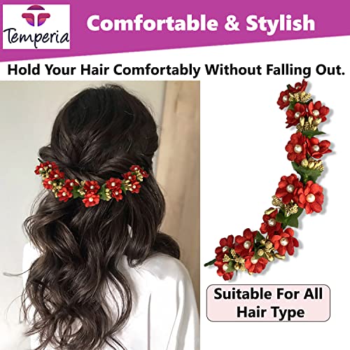 Temperia Red Rose Bridal Hair Accessories for Women - Image 8