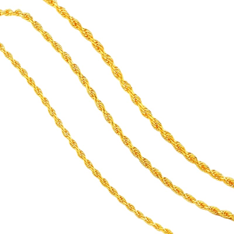 14K Solid Yellow Gold Rope Chain Necklace, 1.5mm，2.0mm，3.0mm,4.0mm with Diamond-Cut Accents, Unisex Gift (Available in 16-36 Inch Lengths)2