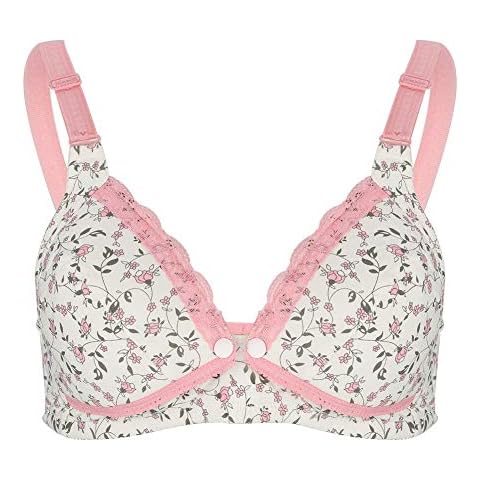 Asixx Nursing Bra, Pre-Opening Breastfeeding Bra, Cotton Maternity Nursing Bra Sleep Bra Nursing Pregnant Women(40/90-Pink) Cover