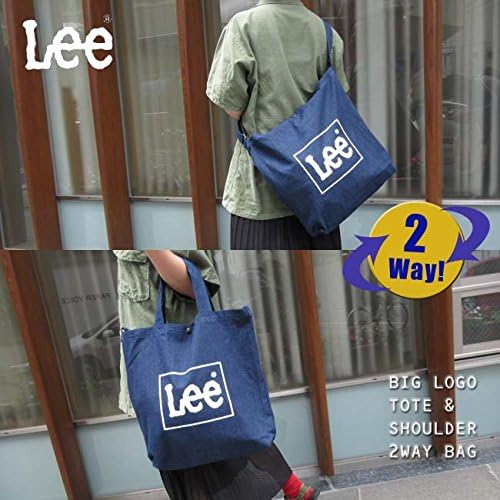 [リー] トート ショルダー バッグ ２way キャンバス 帆布 ロゴ ネイビー