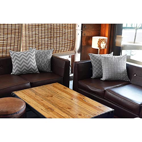 Penguin Home 4Er - Pack Dekorative Quadratische Kissen Aus Baumwolle, Luxuriöse, Stilvolle Für Wohnzimmer, Sofa, Schlafzimmer, Mit Unsichtbarem Reißverschluss, 45X45 cm (18' Inches), Grau