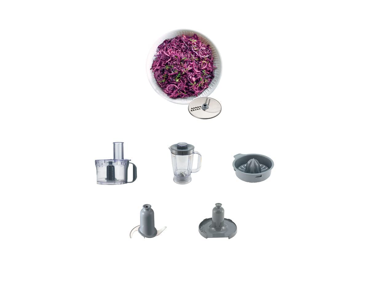 Kenwood FDP302SI Robot da Cucina con ciotola da 2,1L dotato di Frullatore da 1,2L+Spremiagrumi, gruppo lame e 1disco emulsionatore in acciaio inox, 2 velocità + Pulse, Silver