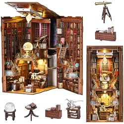MiniCity Book Nook Kit, DIY Miniature Dollhouse Booknook Kit, 3D Wooden Puzzle Bookend Bookshelf Insert Decor with LED Light for Teens and Adults (Beyond Library) | Build a private library in 8-10 hr; 520-piece kit includes LED, dust cover, glue/tools and guide for shelf display, ages 14+.