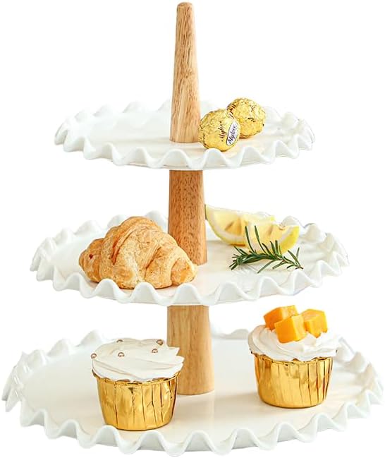 5 Pcs White & Gold Cupcake Stand Set, Plastic Dessert Table Display Set - View #10