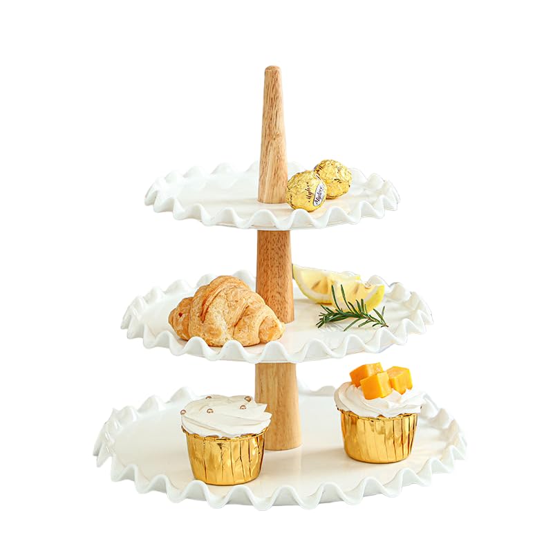 Quegroot 3 Tier Cupcake Stand, Wedding Cupcake Stand ,Tiered Serving Tray, White Porcelain Cupcake Stand, Cupcake Display Tower, Dessert Stand for Party, Wedding