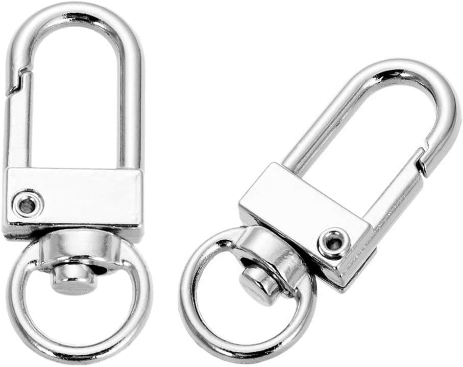 Image of Tia Strap Buckles Metal Clasps Lobster for Handbag, Spring Ring, Purse Dog Hook, Key Chain Swivel Trigger Snap Hook DIY and Purse Making Accessories (Silver Push Gate Hook Swivel-Premium-33x10mm, 2)