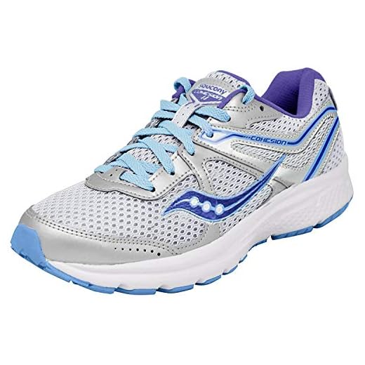 Saucony Women's Cohesion 11 Sneaker, Grey/Purple, 8.5 M US